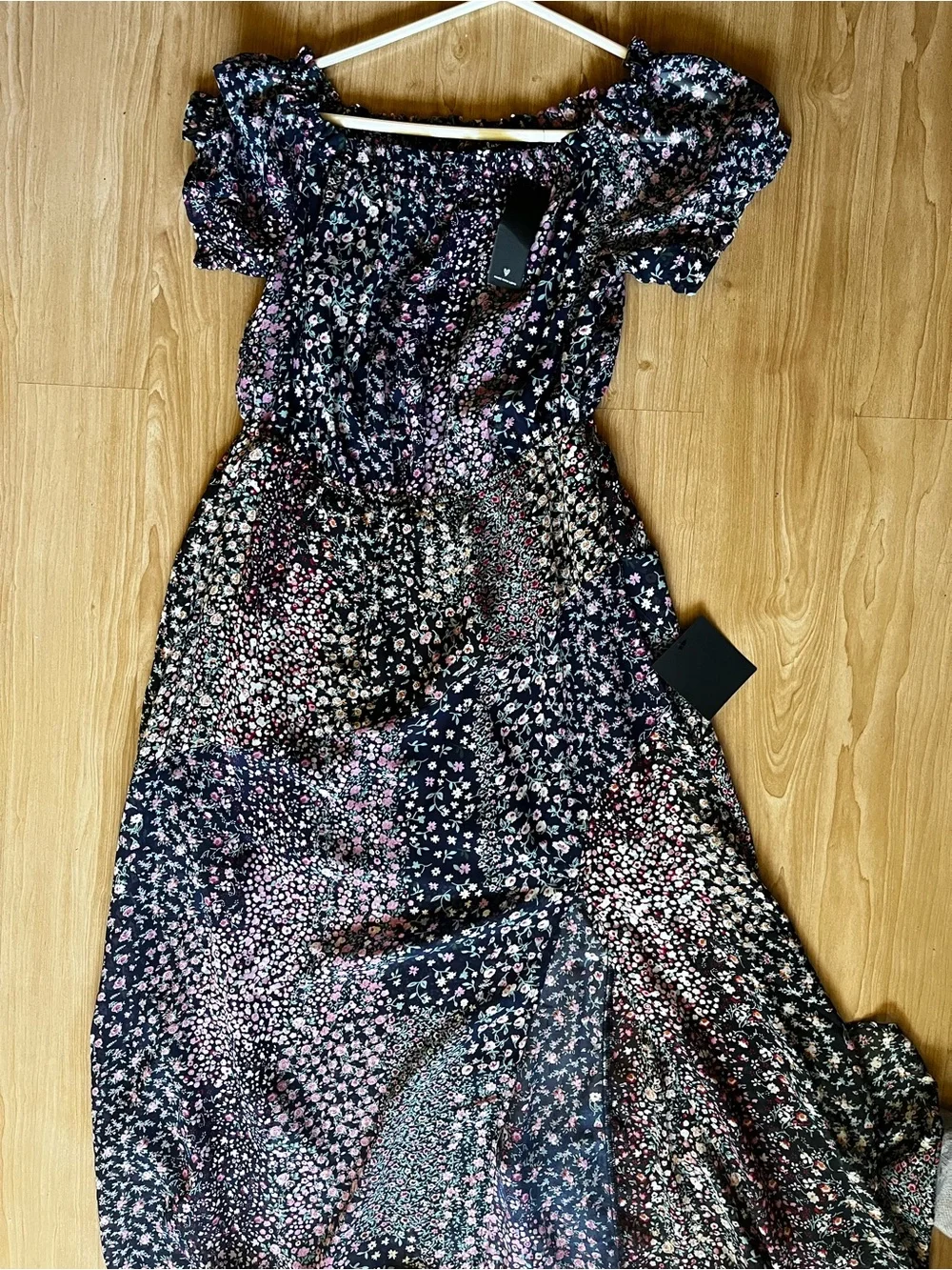 NWT floral feminine cottage core puff sleeves whimsy goth hippie boho Maxi Dress - Picture 1 of 6